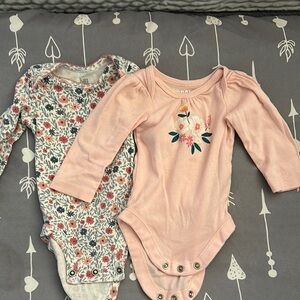 babyOne Pink Floral Long-Sleeve One-Piece Bodysuit by Carter's